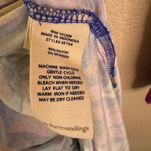 Soft Surroundings Serena Maxi Dress Large Jersey Knit Stretch Floral Pink Blue - Picture 7 of 11